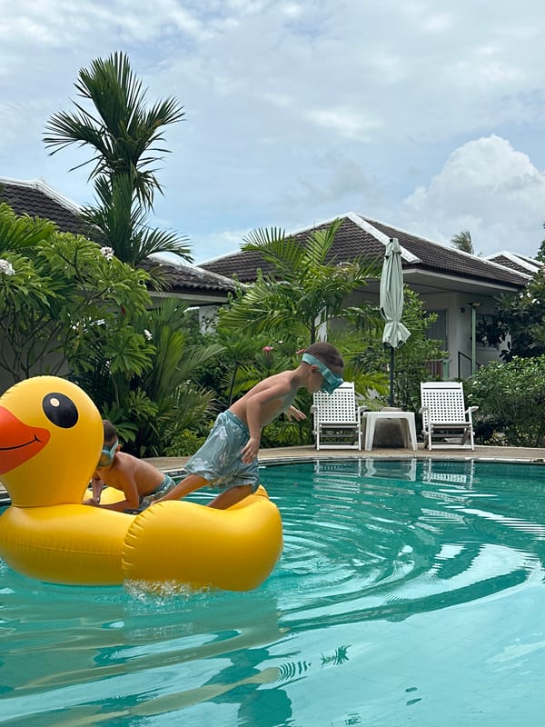 Pool day in Ko Samui with a giant yellow inflatable duck