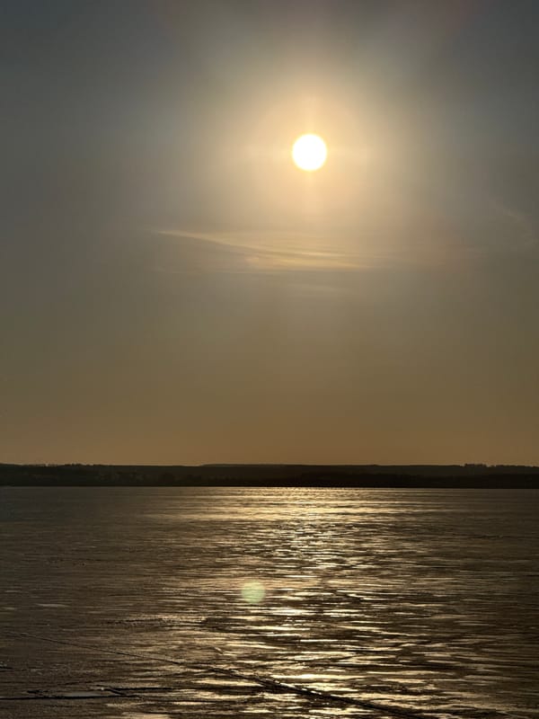 Afternoon documentation around frozen Votkinsk Reservoir captures nature, objects