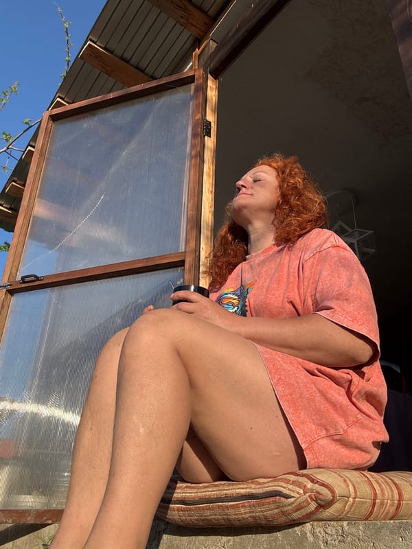 Woman documents spring morning moments with tulips and chickens