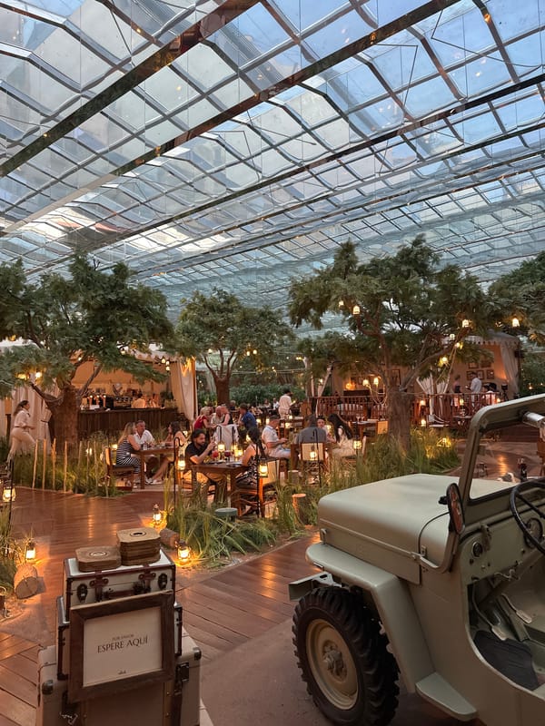 Inside and outside Alicante's plant-covered Suters restaurant