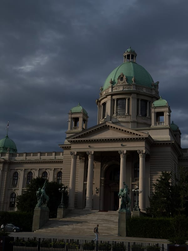 Stormy afternoon around Belgrade's parliament and nearby streets