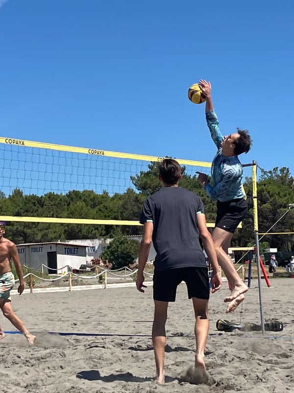 Beach volleyball game captured in Pistula, Montenegro morning session