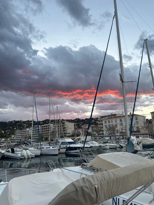 Evening marina scenes captured in Vallauris, France