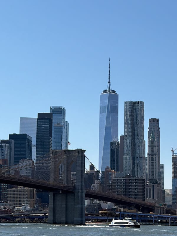 Manhattan Bridge viewed from DUMBO Brooklyn during evening hours
