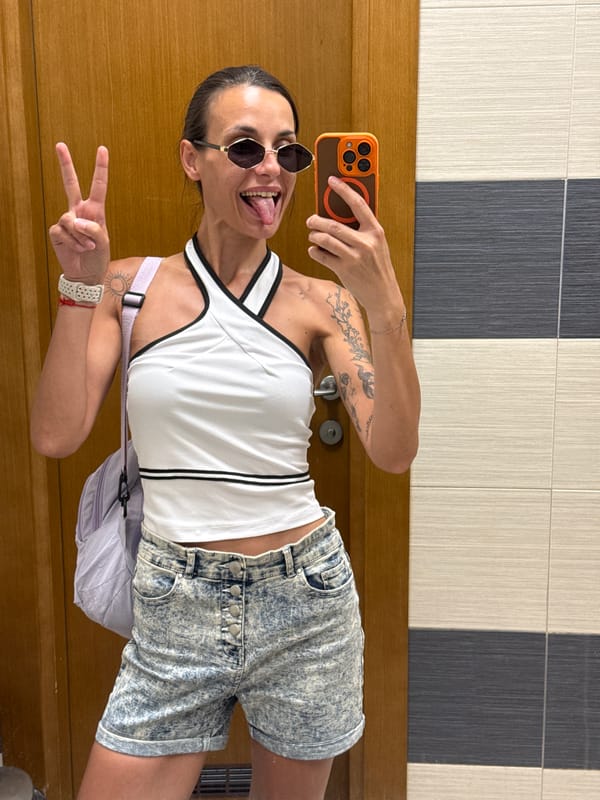 Mirror selfie and parked semi-truck, Razliv, Bulgaria