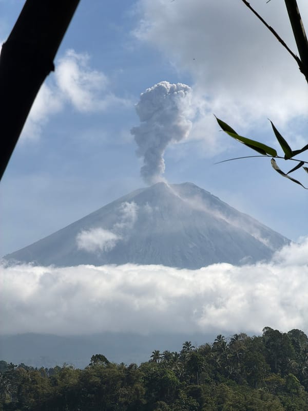 Indonesian volcano actively venting ash over surrounding valley