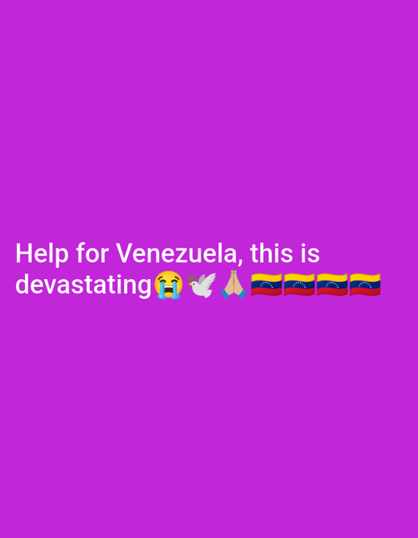 SOS posts and hillside barrio footage from Caracas circulate together
