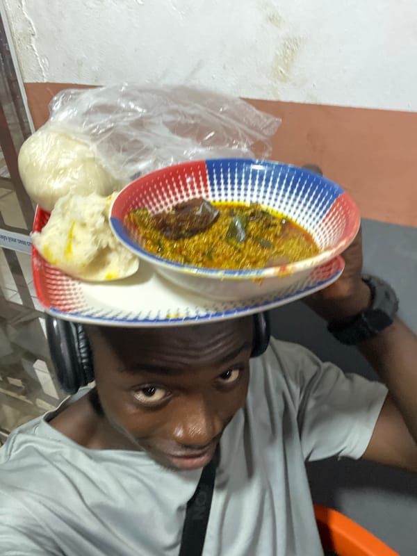 Person enjoys meal in Nkpor, Nigeria