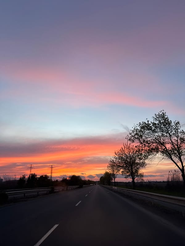 Colorful sunset captured on Burgas road