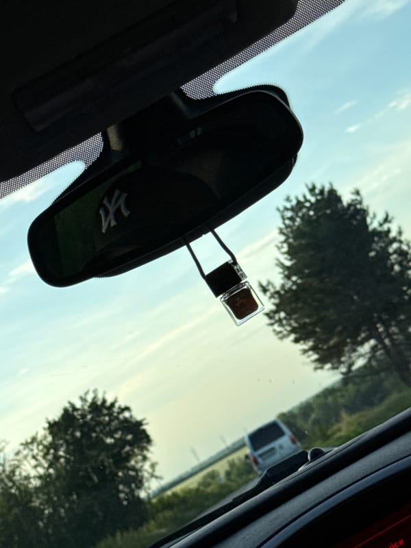 Driver documents road view from Maserati windshield in Bulgaria
