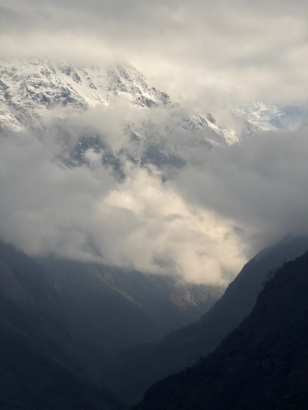 Mountain peaks viewed from Ghandruk valley, Nepal