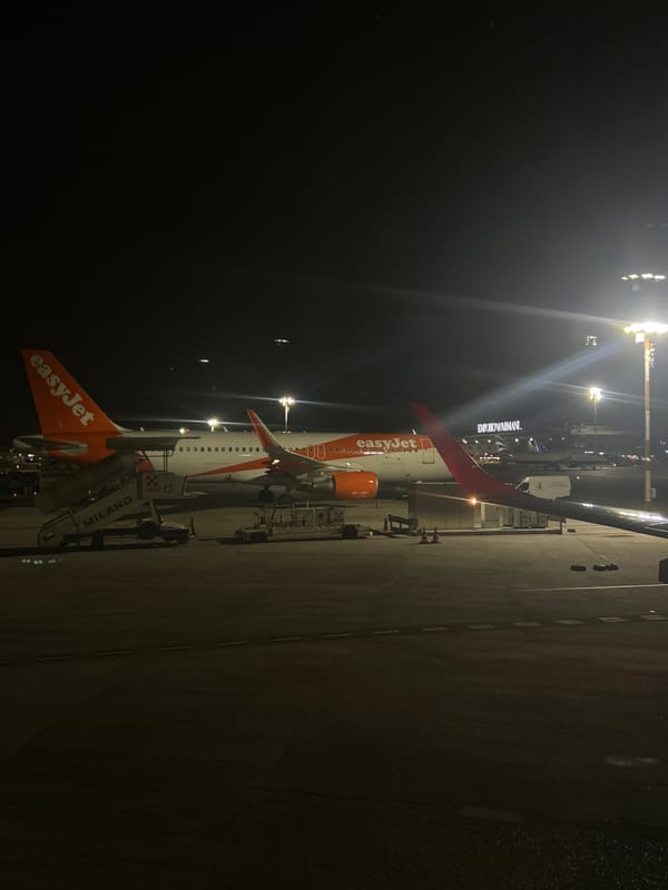 EasyJet plane parks at Milano-Linate airport tarmac