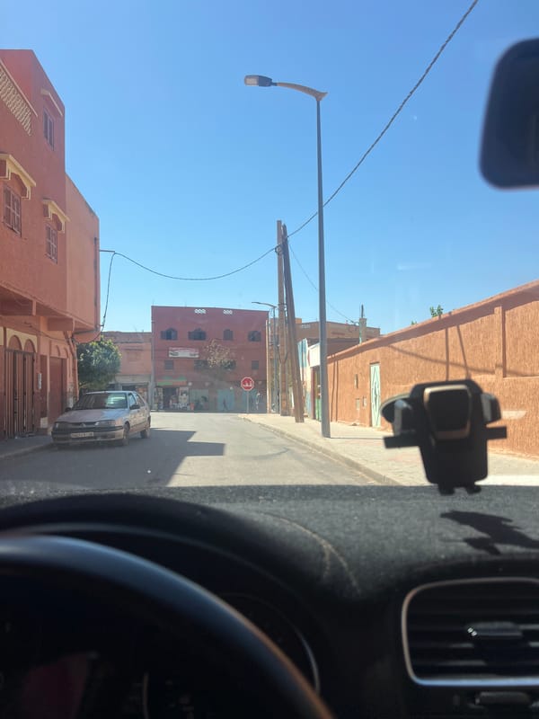 Morning drive documented through Ouaouizert streets in Morocco