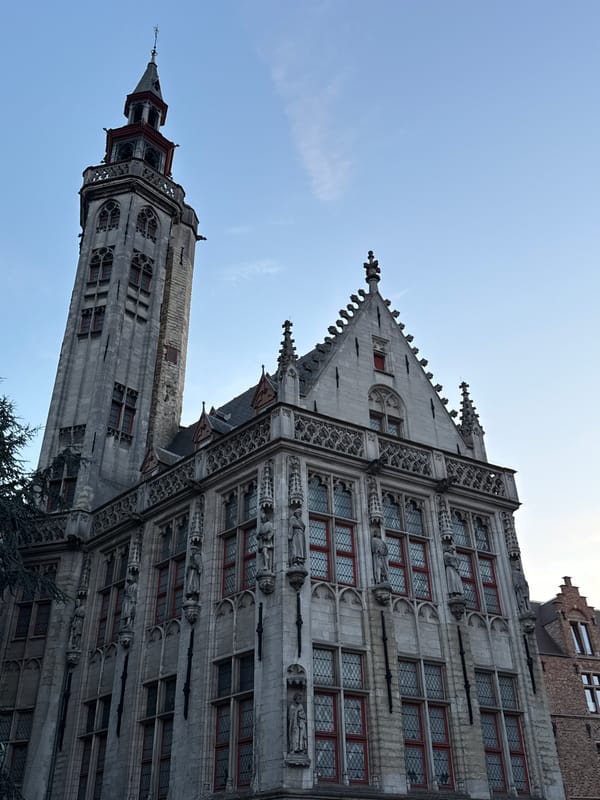 Evening stroll through Bruges, taking in Gothic landmarks and street details