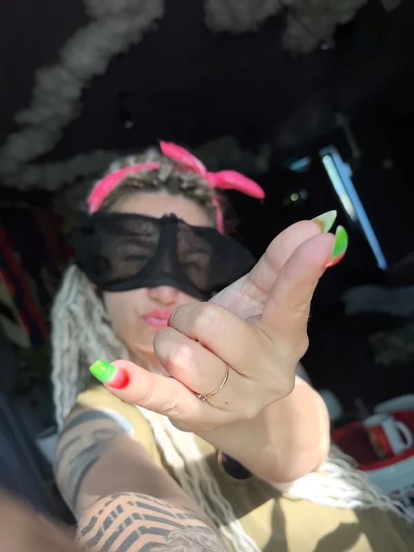 Person in costume accessories spotted making gestures in Noviy