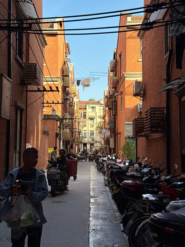 Laundry day in a classic Shanghai brick alleyway
