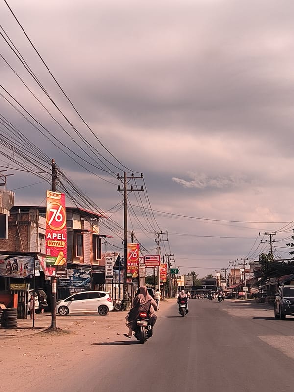 Ordinary morning traffic observed across northern Aceh, Indonesia