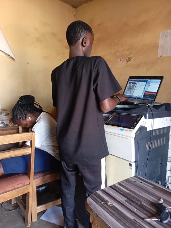 Person documented working in small office in Akwanga, Nigeria