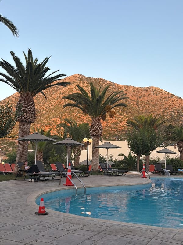 Poolside afternoon at a Vlichada, Santorini retreat