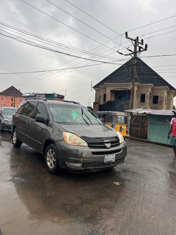 Rainy morning street life in Nkpor, Nigeria