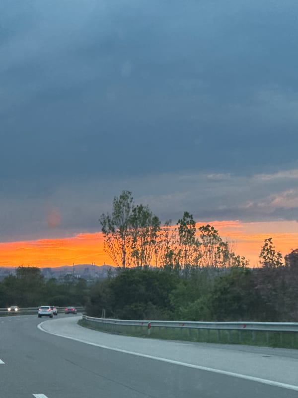 Sunset captured from highway near Lozen, Bulgaria