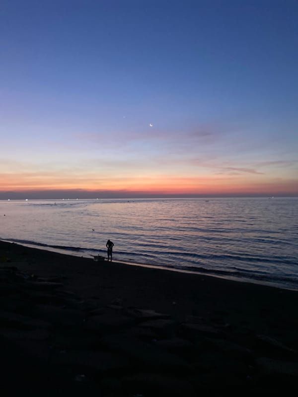 Twilight sunset captured at Lovina Beach, Buleleng, Indonesia