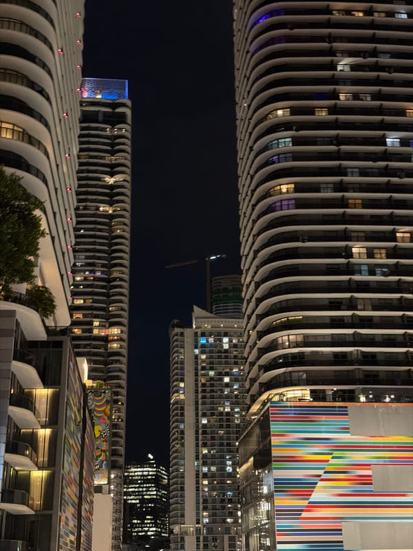 Late-night Miami streets, palm trees, and a Rolex close-up