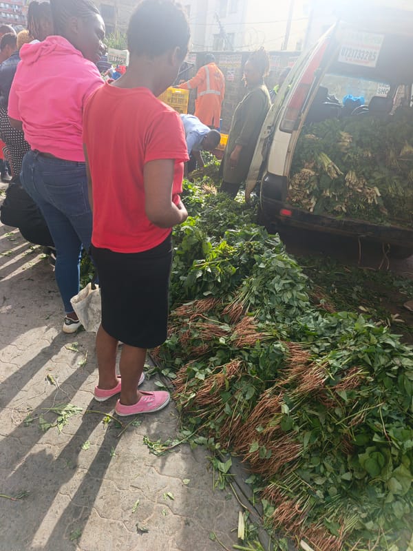 Street market activity in Nairobi draws vendors and shoppers