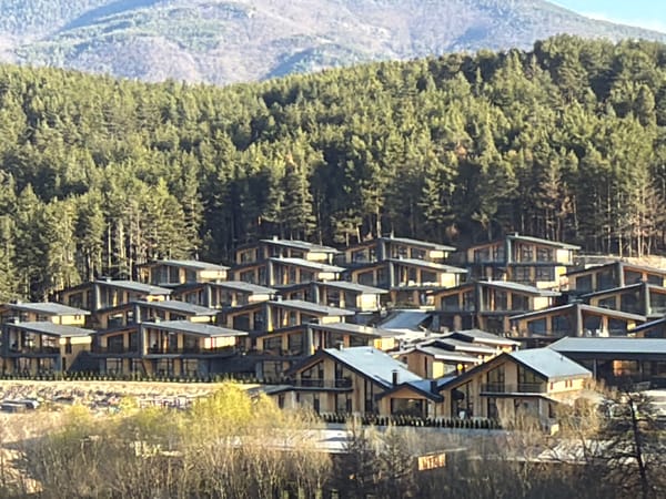 Modern hillside housing development observed in Velingrad, Bulgaria