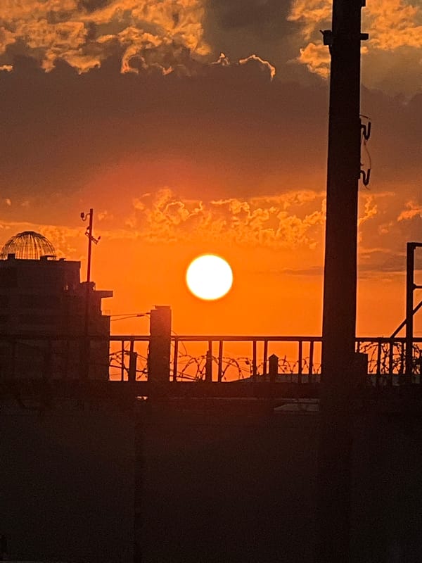 Trackside wandering in Krasnodar under a fiery sunset