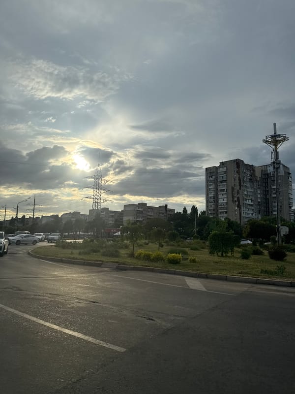 Street-level view through a car window in Odesa