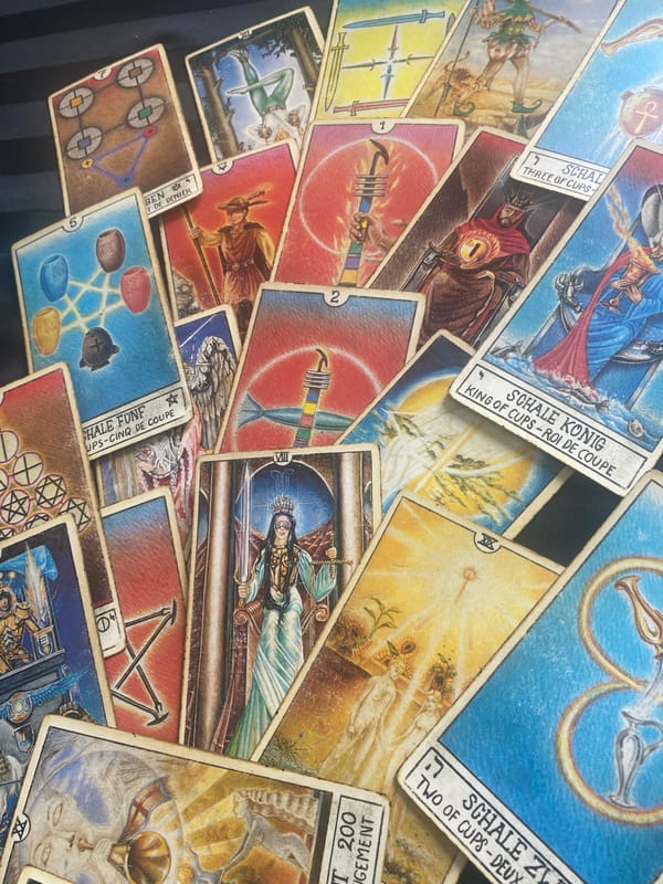 Tarot cards spread documented in Ratsada, Thailand morning scene