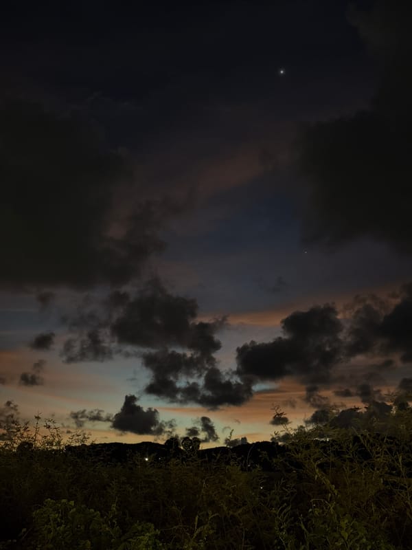 Dusk skies and musical instruments in Thep Krasatti