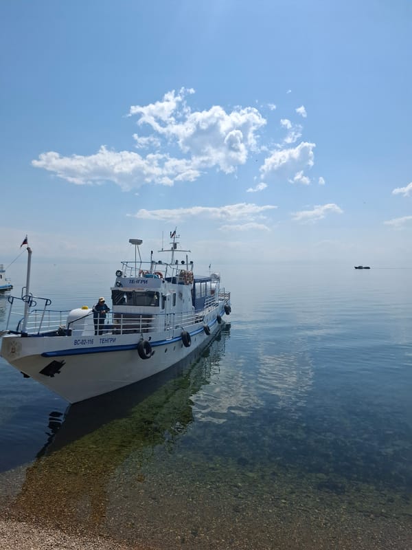 Quiet morning on Lake Baikal's shore at Listvyanka
