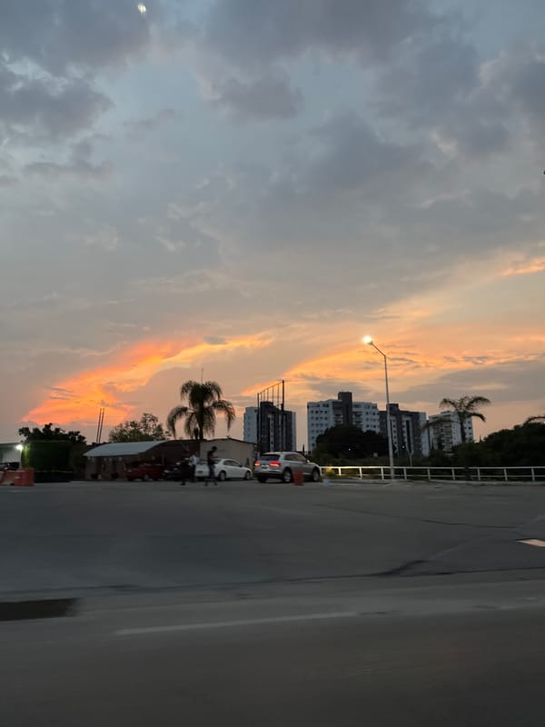 Dusk street scene captured in Puebla, Mexico