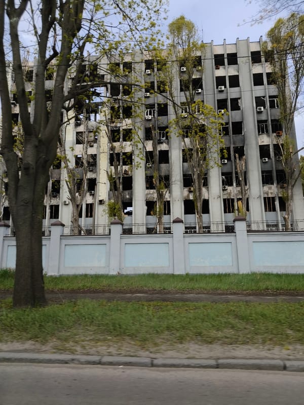 Damaged building observed in Dnipro showing shelling impact