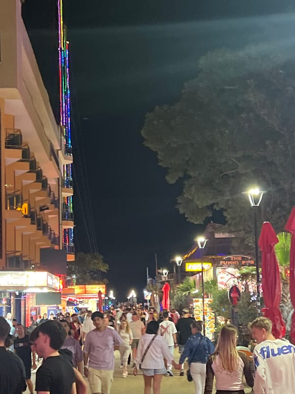 Nesebar Old Town pedestrian street buzzing on a summer night