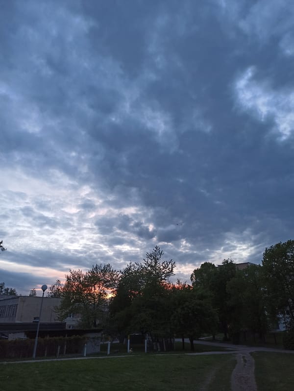 Dramatic striated clouds observed over Hrodna, Belarus street