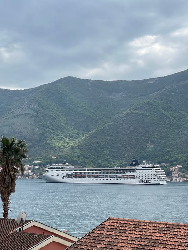 MSC cruise ship spotted in Dobrota bay, Montenegro