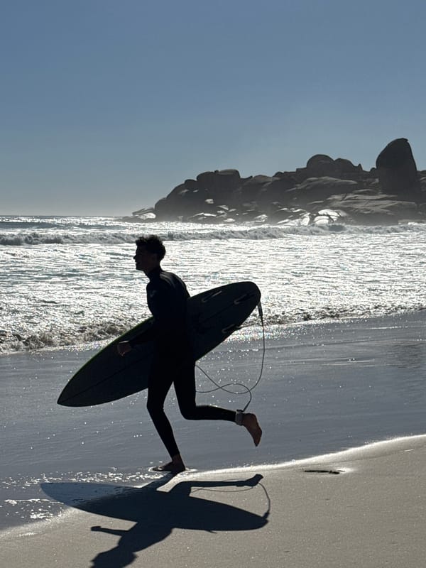 Busy beach day captured at Hout Bay, South Africa