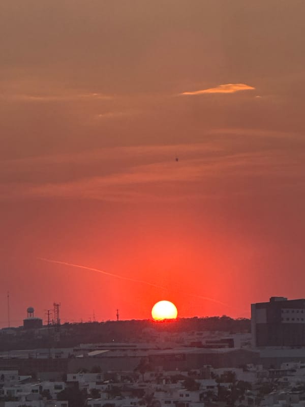 Sunset observed over León, Mexico skyline