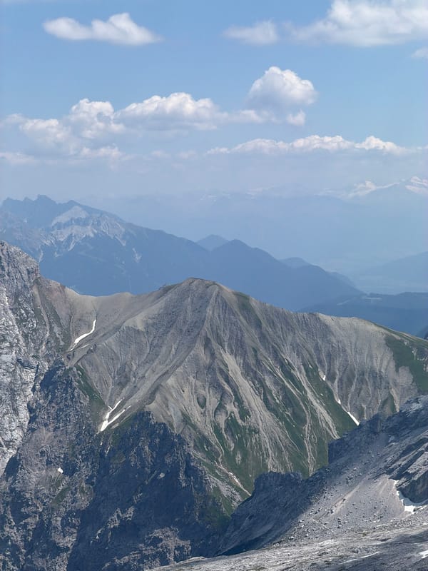 High-altitude Alpine views from Garmisch-Partenkirchen at midday