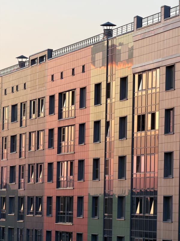 Saint Petersburg skyline and facades at golden hour