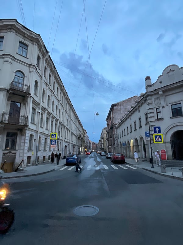 Afternoon in Saint Petersburg: city streets, cold soup, and pastries