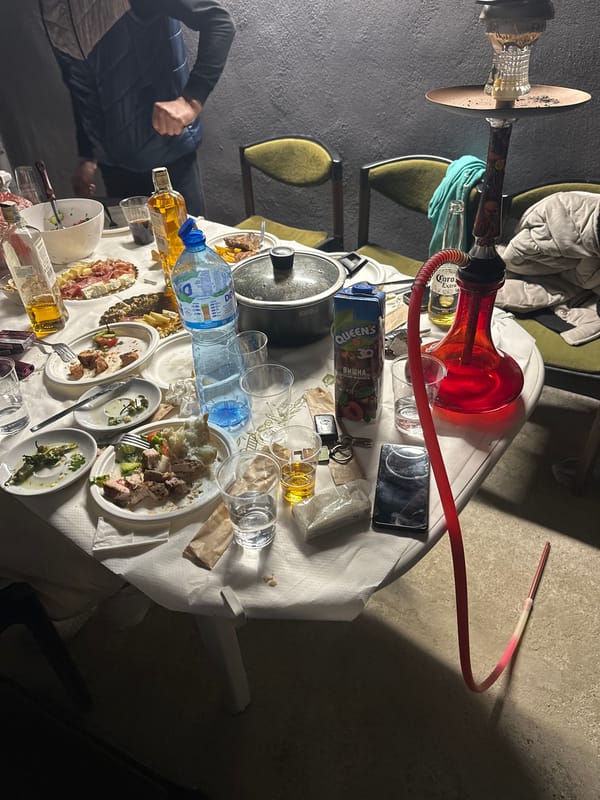 Cluttered table scene captured in Dupnitsa, Bulgaria residence