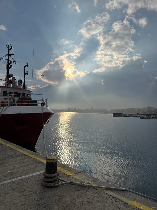 Person observed at waterfront pier in Nesebar, Bulgaria