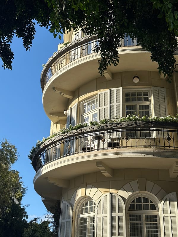Tel Aviv Bauhaus facade, two angles, one afternoon