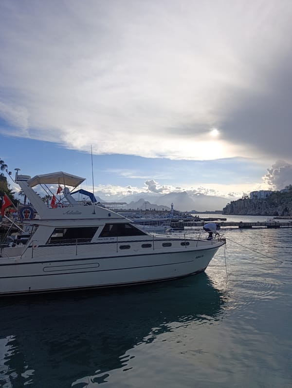 Tourist explores historic Antalya district, shops and rests