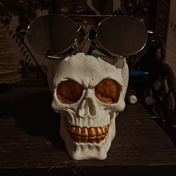 Ornate skull and mystical hand artwork spotted in Russian village