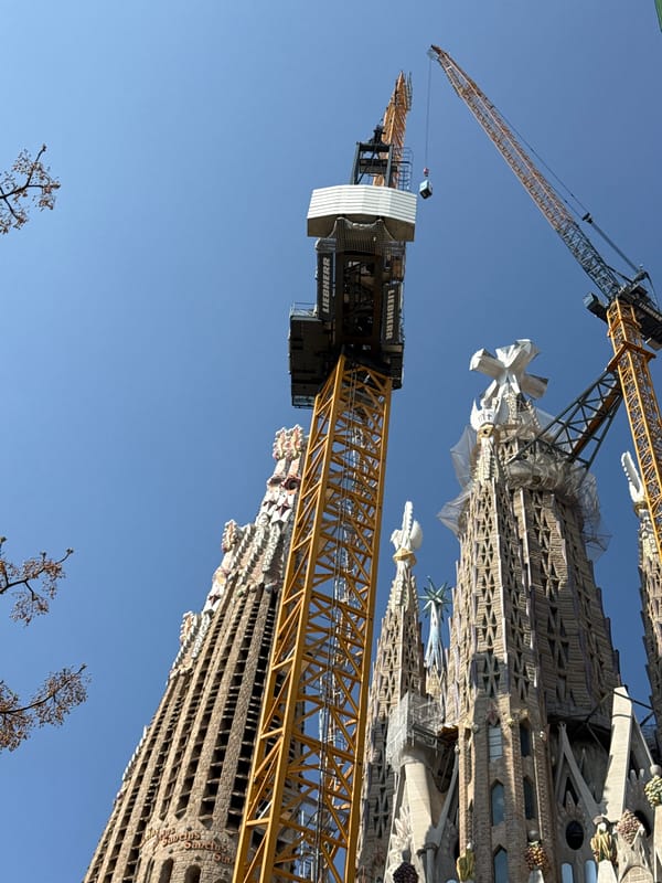 Construction cranes active at Barcelona's Sagrada Familia basilica